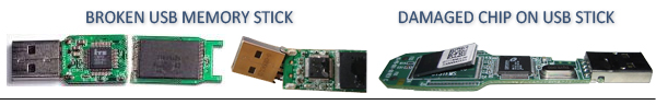 Different Types of Damage on USB Memory Keys